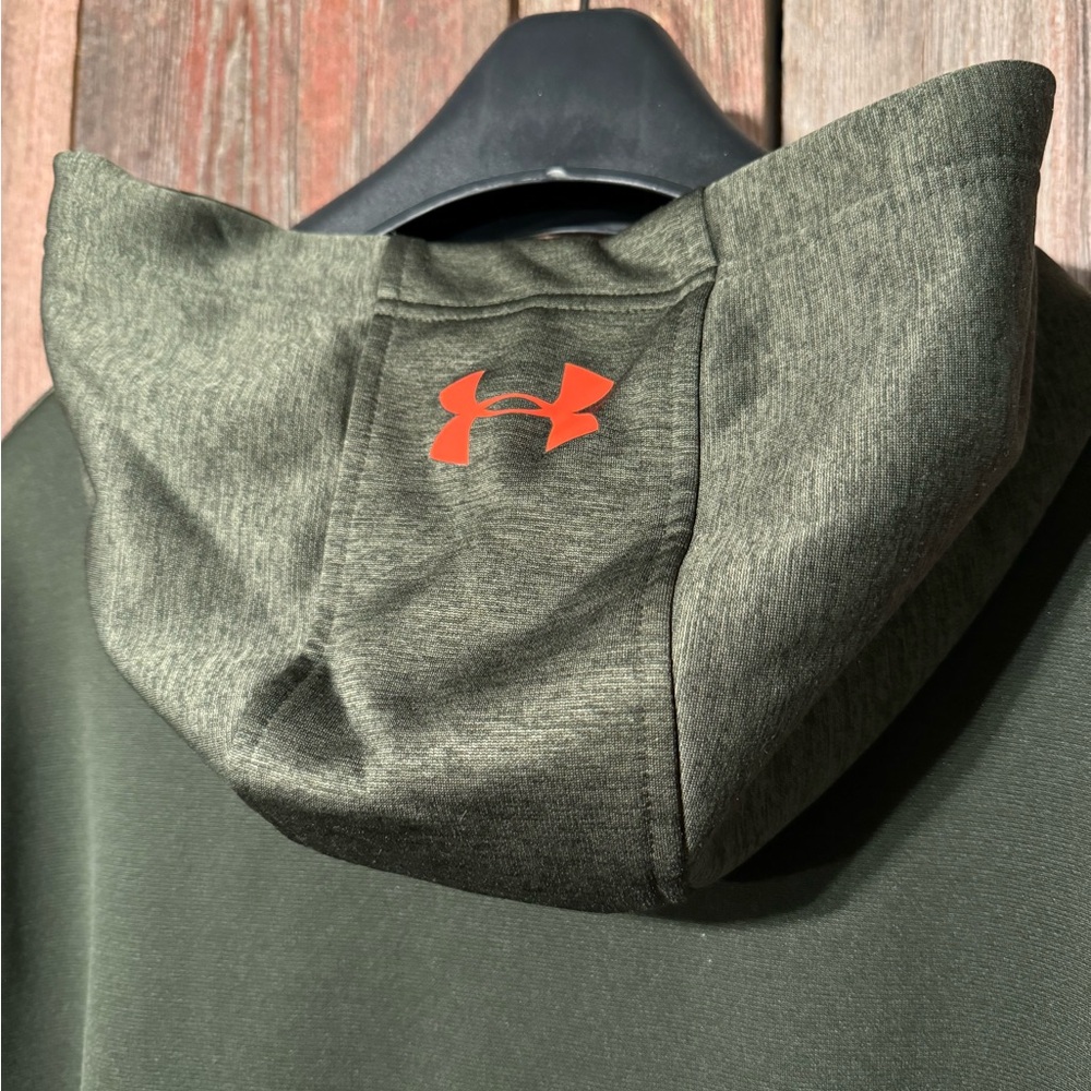 Under Armour Mens Rival Fleece Hoodie NWOT Size Large Green/Orange - Picture 5 of 8